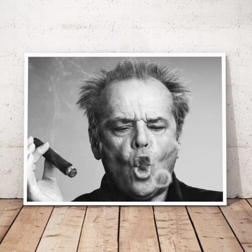 Jack Nicholson Cigar Canvas Painting Black and White Poster and Prints Cuadros Wall Art Picture for Living Room Home Decoration