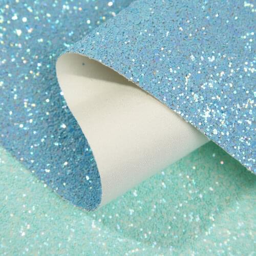 Solid Matte Colors Super Shiny Chunky Glitter Faux Leather Sheet Knitted Backing for Shoes/Bags/DIY Accessories