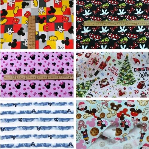 Cartoon Cute Mouse Fingers Cotton Fabric for Kids Clothes Home Textile Slipcover Sewing Quilting DIY Needlework Material