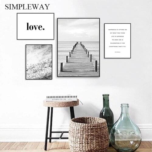 Bridge Landscape Nordic Canvas Poster Black White Print Wall Art Painting Scandinavian Decoration Picture Living Room Decor