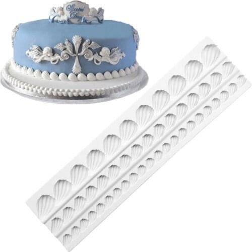 Wholesale 10 pcs/lot Shell Lace Silicone Sugarcraft Mold Fondant Cake Decorating Tools Candy Clay Cupcake Chocolate Baking Mold