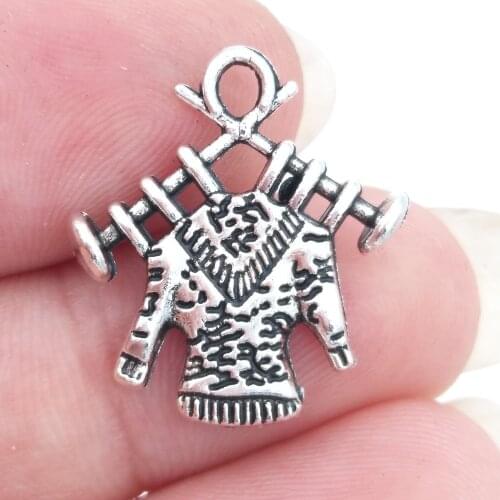 BULK 30 Zinc Alloy Metal Knitting Sweater Charms Antique Silver Plated Crochet Pendants DIY Craft Pendants 19*17mm 1.4g