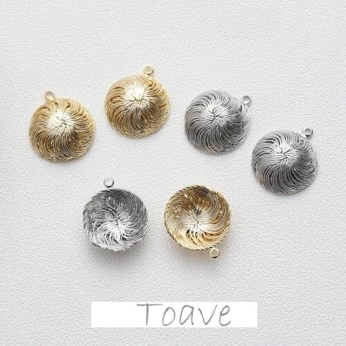 Electroplating real gold color-preserving round concave round copper wire pendant diy hand-made material accessories