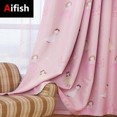 Simple Modern Bedroom Curtain Pink Princess Girl Cartoon Curtain Childrens Living Room Window Blinds Cortinas Habitacion P139-4