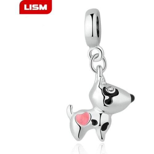 Christmas Gift Silver Color Cute Puppy Doggy Dog Animal Pendant Charms fit original Bracelets Necklace DIY Jewelry Gift