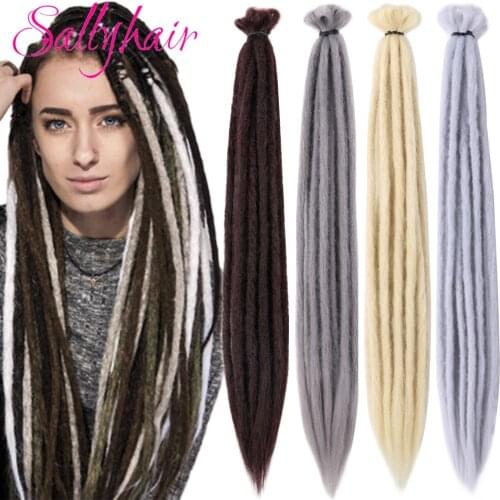 Sallyhair Handmade Dreadlock Crochet Braiding Hair Extensions Grey Colored Synthetic Braids Hair Dreadlocks Faux Locs Dread Locs