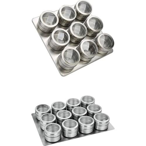 Netic Spice Jars Set Stainless Steel Salt and Pepper Shakers Spice Rack Seasoning Box Condiment Container