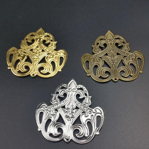 20Pcs/lot 48x50mm Filigree silk flower Wraps Connectors Embellishments Findings Wraps Connectors For DIY Jewelry Making