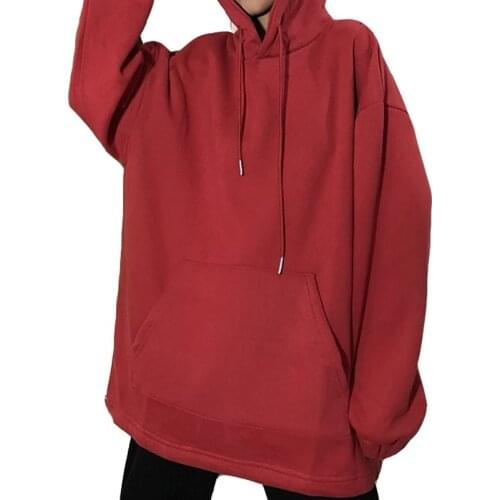 Zuolunouba 2020 Autumn And Winter New Fashion Solid Color Plus Velvet Thick Women Hoodie Casual Loose Commuter Ladies Pullover