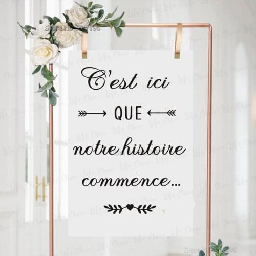 Our Story Begins Quote Vinyl Board Sticker French Pattern Wedding Decoration Art Unique Wedding Gift Mirror Vinyl Decals