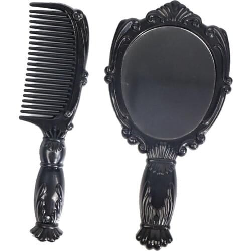 Vintage Hand Mirror Comb Set Makeup Mini Vanity Mirror, Travel Mirror And Comb