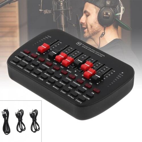 V1 Live Sound Card Live Broadcast Equipment Parts Microphone Sound Card Audio Interface External for Karaoke / Guitar / Singing