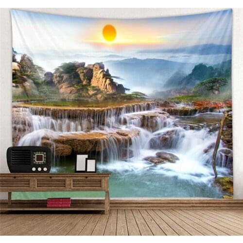 Waterfall View Background Tapestry Living Room Bedroom Bohemian Natural Landscape Wall Background Decorative Tapestry