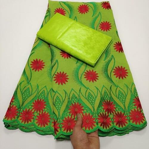 Latest African Lace Fabric 2021 High Quality French Cotton Embroidered Nigerian 100% Cotton Net Lace Fabric 5+2yards/Lot A9212