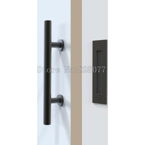 1PCS Black Stainless Steel Barn Door Handle Sliding Wood door handle barn door pull ED49