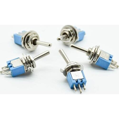 10pcs shook head 3 pins 2position micro rocker switch gear SMTS 102 6A125V AC toggle switch