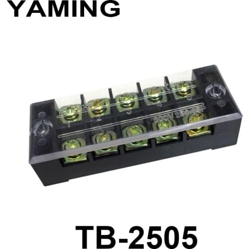 10pcs/lot TB-2505 25A 5 Position 600v terminal block TB Series fixing screw terminals barrier Strip Dual Row