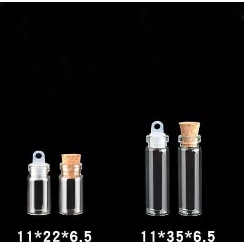 100pcs/lot 1ml 2ml Wish Bottles Tiny Small Empty Clear Cork/Plastic Glass Bottles Vials For Wedding Holiday Decor Christmas Gift