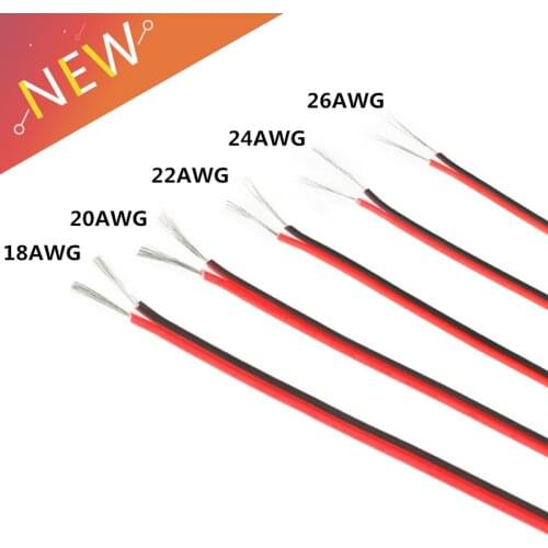 18 20 22 AWG Tinned Copper Electrical Wire 2 Pin Red Black LED Cable 300V Insulated PVC Long-Service Life Power Extension Cord
