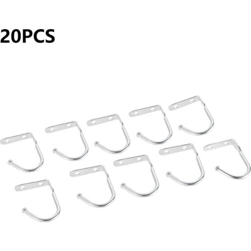 20pcs Single Ceiling Prong Hook Solid Metal Hanger 58mm Wall Mount Cabinet Kitchen Storage Bathroom Double Hole Key/Mask/Bag/Hat