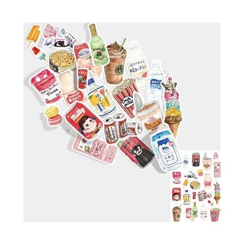 22pcs Painted food drink cartoon stickers suitcase computer phone stickers trolley travel box stickers