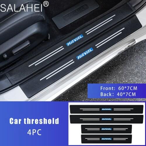 4pcs Car Door Threshold Protection Plate Car Threshold Strip Carbon fiber Texture Sticker Decoration For Haval H5 H6 H7 H9 F7X