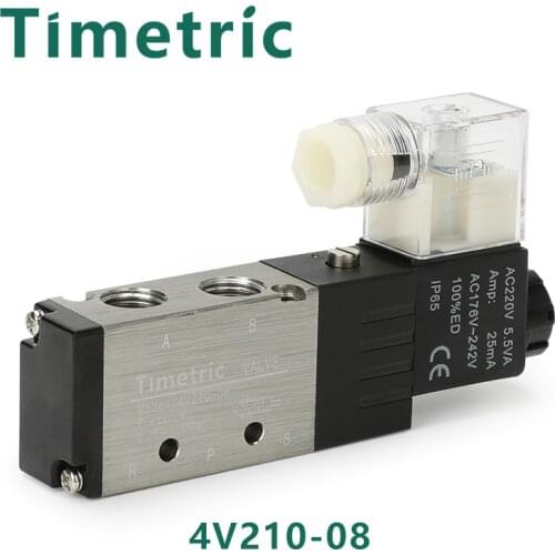 4V210 06 08 Válvula Solenoide De 2 Posições, 5 Portas, Boa Qualidade, Tem dc24v, dc 12v, ac24v, ac110v, ac220v, AC380V