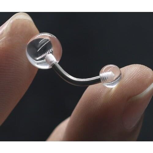 5 Pcs Transparent Stainless Steel Belly Ball Button Rod Fashion Industrial Studs Punk Dermal Piercings Navel Stud Body Jewelry