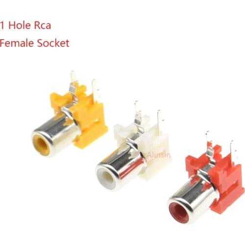 5pcs 1 way/1 hole rca audio female jack AV Audio input socket connector Lotus row Amplifier Interface Signal/red yellow white