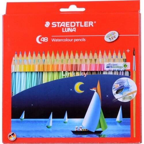Staedtler Luna Watercolor Pencil 12,24,36,48 colors,Smooth and soft leads,Standard-sized watercolour pencil with spiral lines