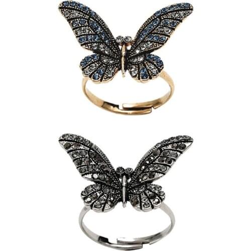 BAOSHINA New Style Retro Sweet Butterfly Opening Adjustable Ring For Women Jewelry Female Copper Hand Accessories