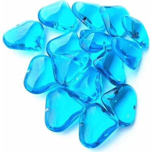 Free Shipping 20Pcs 22*22mm Lovely Aqua Crystal Glass Heart Shape Smooth Beads With One Hole For Diy Crystal Chandelier Pendants