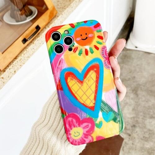 Love TPU Phone Case For Iphone 11 12 Pro Max Funda Iphones X Xr Xs SE2020 7 8 Plus Fall Prevention Full Cover Phones Accessories