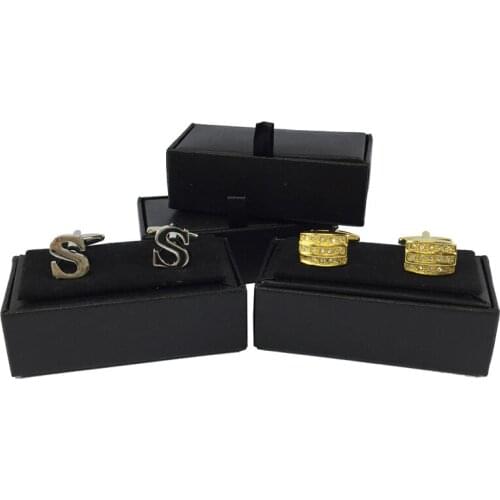 8*3.8*2.8cm Black Cufflink Box High Quality Imitation Paper Cufflink Box Is Suitable For Business wedding party Gift Boxes