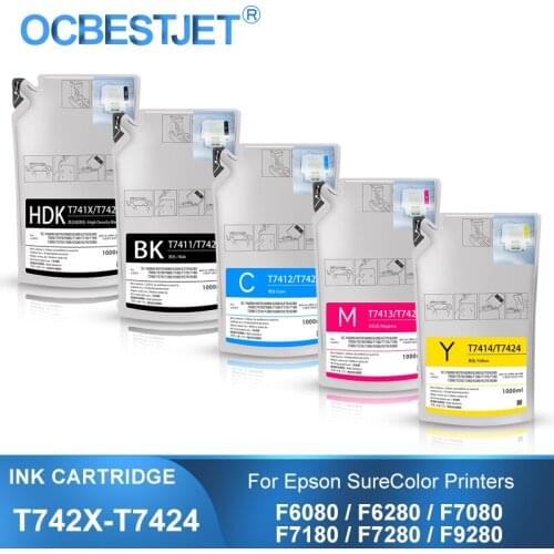 1000ML T7421 T7424 T742X Ink Packs Dye Sublimation Ink Pack For Epson SureColor F6080 F6280 F7080 F7180 F7280 F9280 Printer