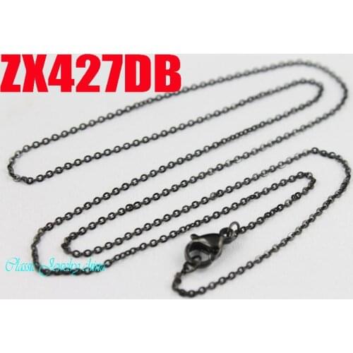 Black color 1.2mm cross chain thin chain stainless steel necklace fashion women jewelry, small necklace 20pcs ZX427DB