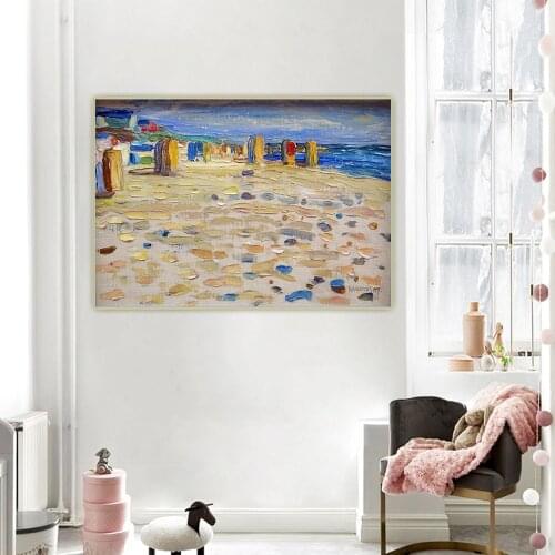 Citon Wassily Kandinsky《Holland,Beach Chairs》Abstract Canvas Oil Painting Artwork Picture Background Wall Decor Home Decoration