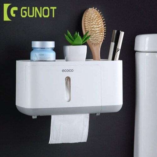 GUNOT Waterproof Toilet Paper Holder Wall-mounted Toilet Paper Dispenser Portable Tissue Box For Bathroom Home Storage Rack