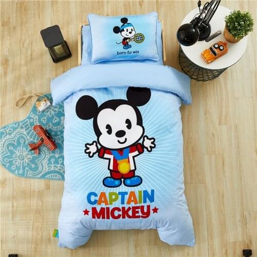 Disney Minnie Mickey Mous Bedding Set Baby Crib Bed Linen 3pcs 100% Cotton Duvet Cover Bed Sheet Pillow Case 60x120cm Cot Gifts
