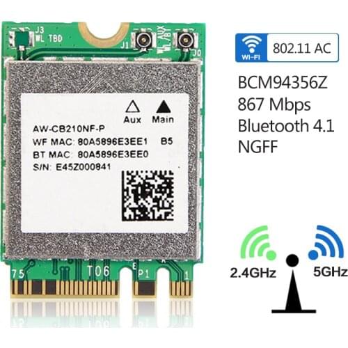 Dual band AC1200 Broadcom BCM94356Z NGFF M.2 WiFi Bluetooth 4.1 WLAN 802.11ac 867Mbps 2.4G/5Ghz Mini network Card AW-CB210NF-P