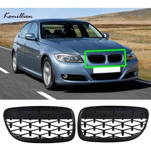 Pair Car Glossy Black Front Kidney Racing Grills Diamond Style Grille for BMW 3-Series E90 Sedan E91 Touring 2009-2012 Facelift