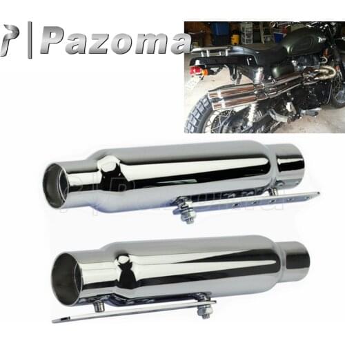 Chrome Motorcycle Rear Exhaust Muffler Exhaust Pipe Silencer Universal for Bobber Chopper Cafe Racer