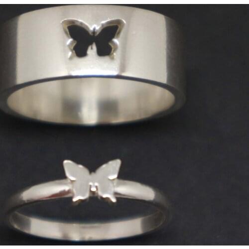 Cute Butterfly Ring Butterfly Jewelry His and Her Couple Promise Rings Set Vintage Matching Ring Anniversary Gift for Wife