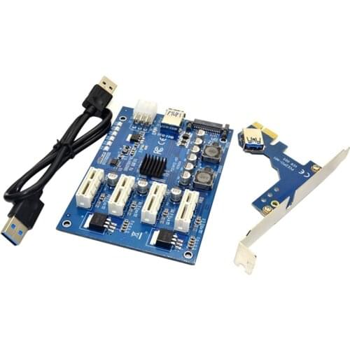 Expansion Kit PCI-E X1 to 4PCI-E X16 1 to 4 Port PCI Express Switch Multiplier HUB SATA USB Riser Card for BTC Mining