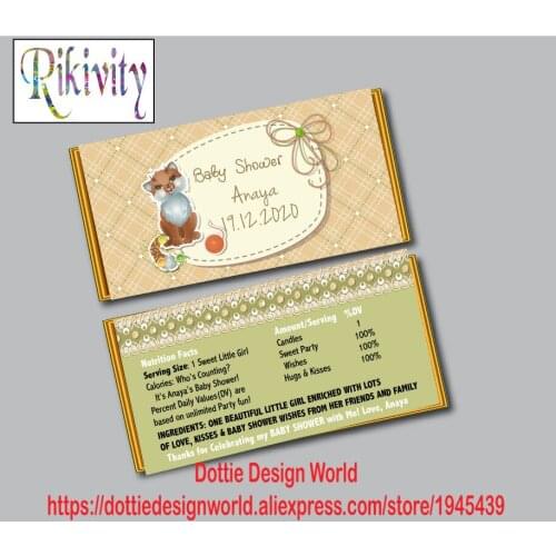 Kitty Cat Candy Bar Hershey Chocolate Wrapper Stickers Kitten Meow Wine Water Bottle Labels Birthday Party Halloween Decoration