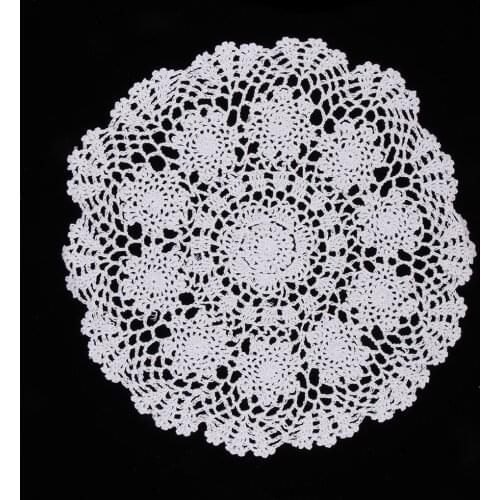Handmade Round Crochet Cotton Lace Table Placemats Doilies, Water Lily Flower Shape, 40cm/50cm