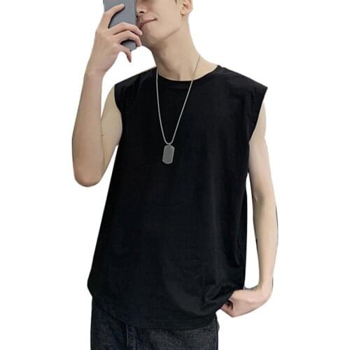 Casual Stylish Solid Color Tank Top Comfortable Breathable Polyester Fiber O Neck Sleeveless Tank Top for Dating Sports