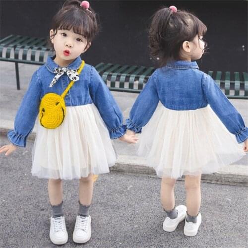 Cute Baby Girls Dress Clothes Summer Spring Toddler Kids Denim Princess Tutu Skirt Outfits Children Girl Clothing Mesh Dresses