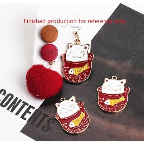 Min order 10pcs/lot alloy drop oil gold color cartoon cats shape floating locket charms diy jewelry earring/bracelet pendant