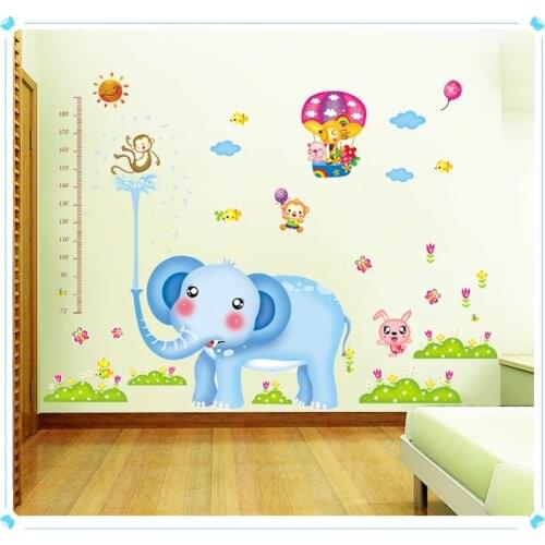 Cartoon sticker Child Toy Cute Elephant Animals Trees Sitting Room Decorate Children Height To Stick Stickers Cartoon Animation